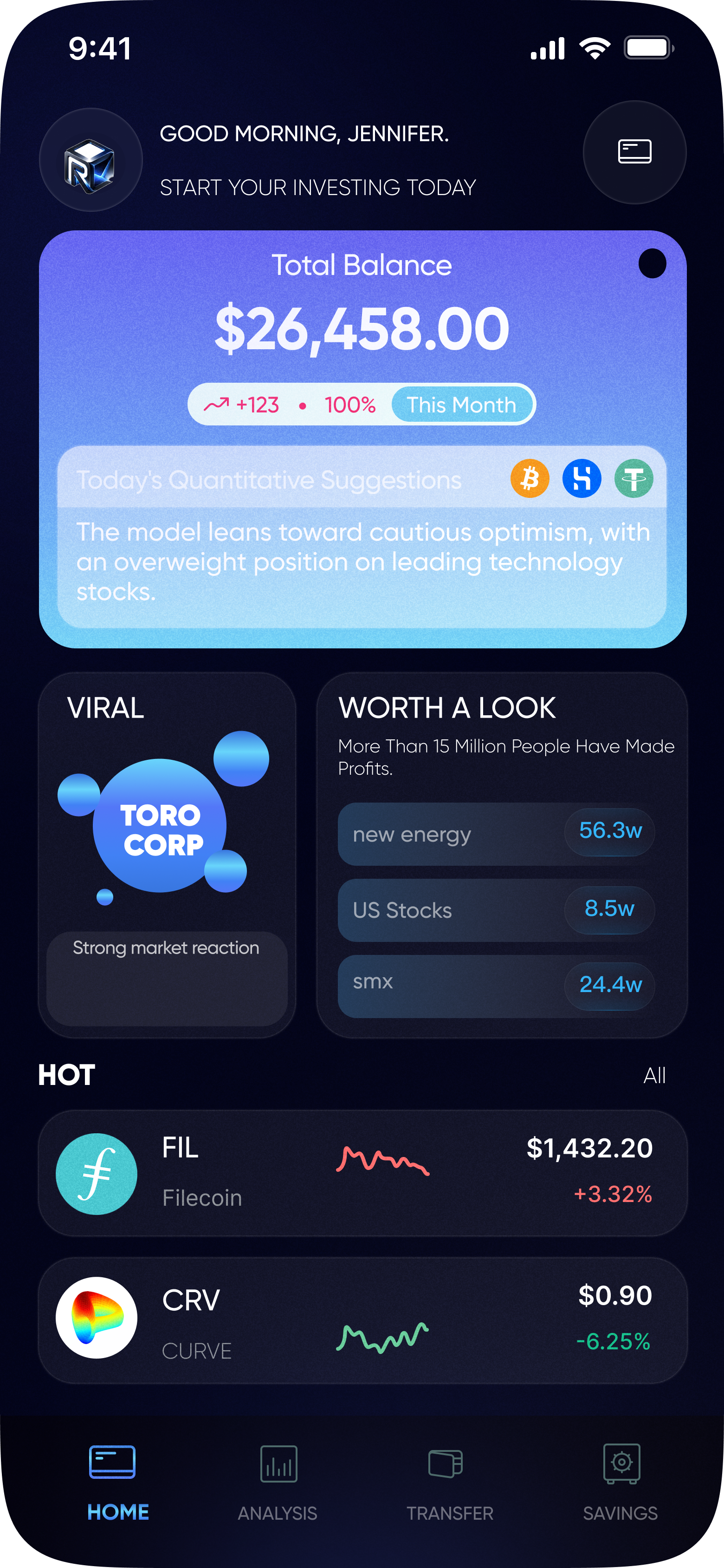 RAYVEX market overview app interface