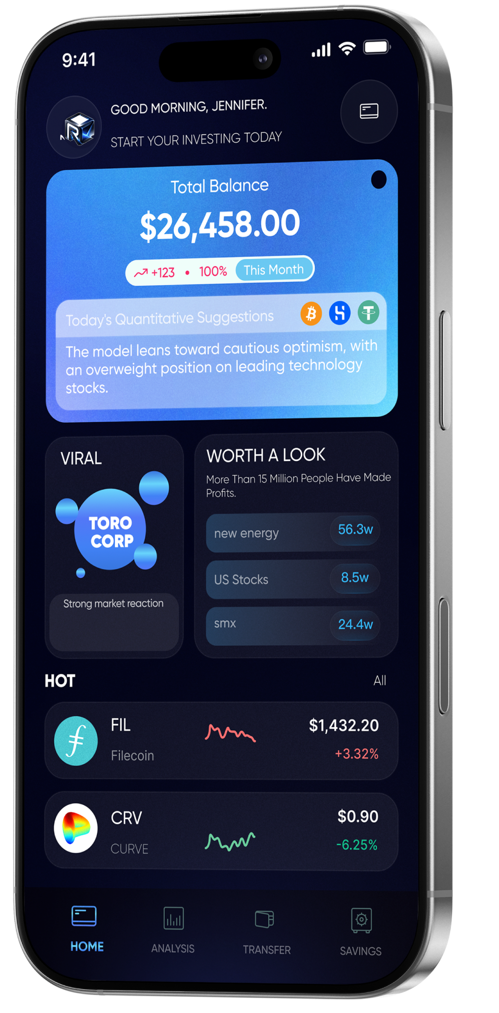 RAYVEX app portfolio screen